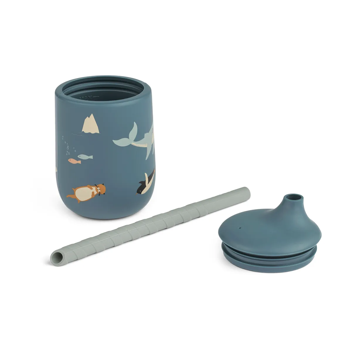 Ellis printed sippy cup pipmugg med sugrör 23 cl, Arctic Sea-Ocean view Liewood