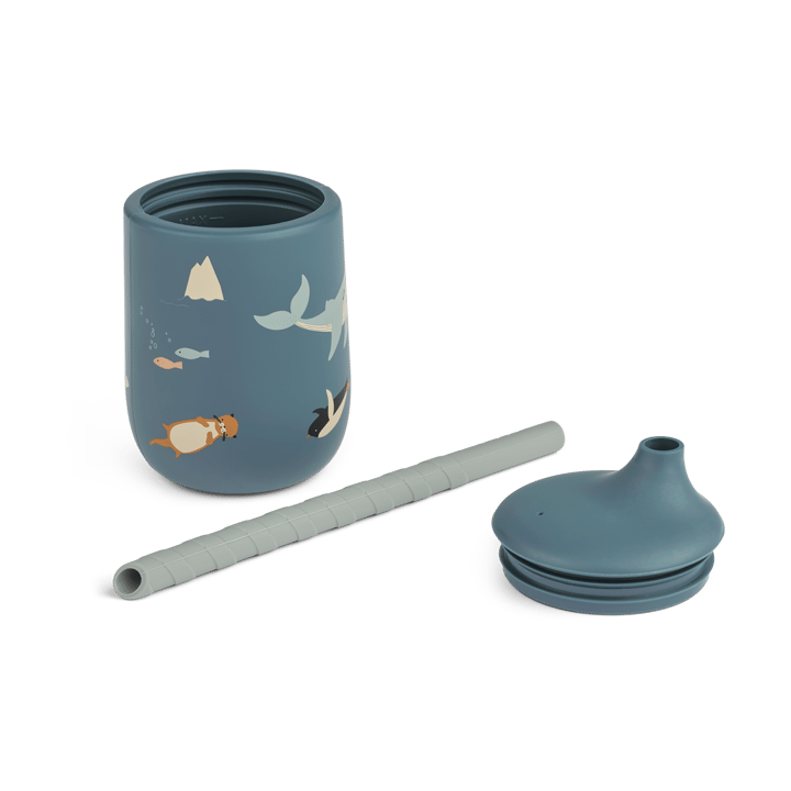 Ellis printed sippy cup pipmugg med sugrör 23 cl, Arctic Sea-Ocean view Liewood