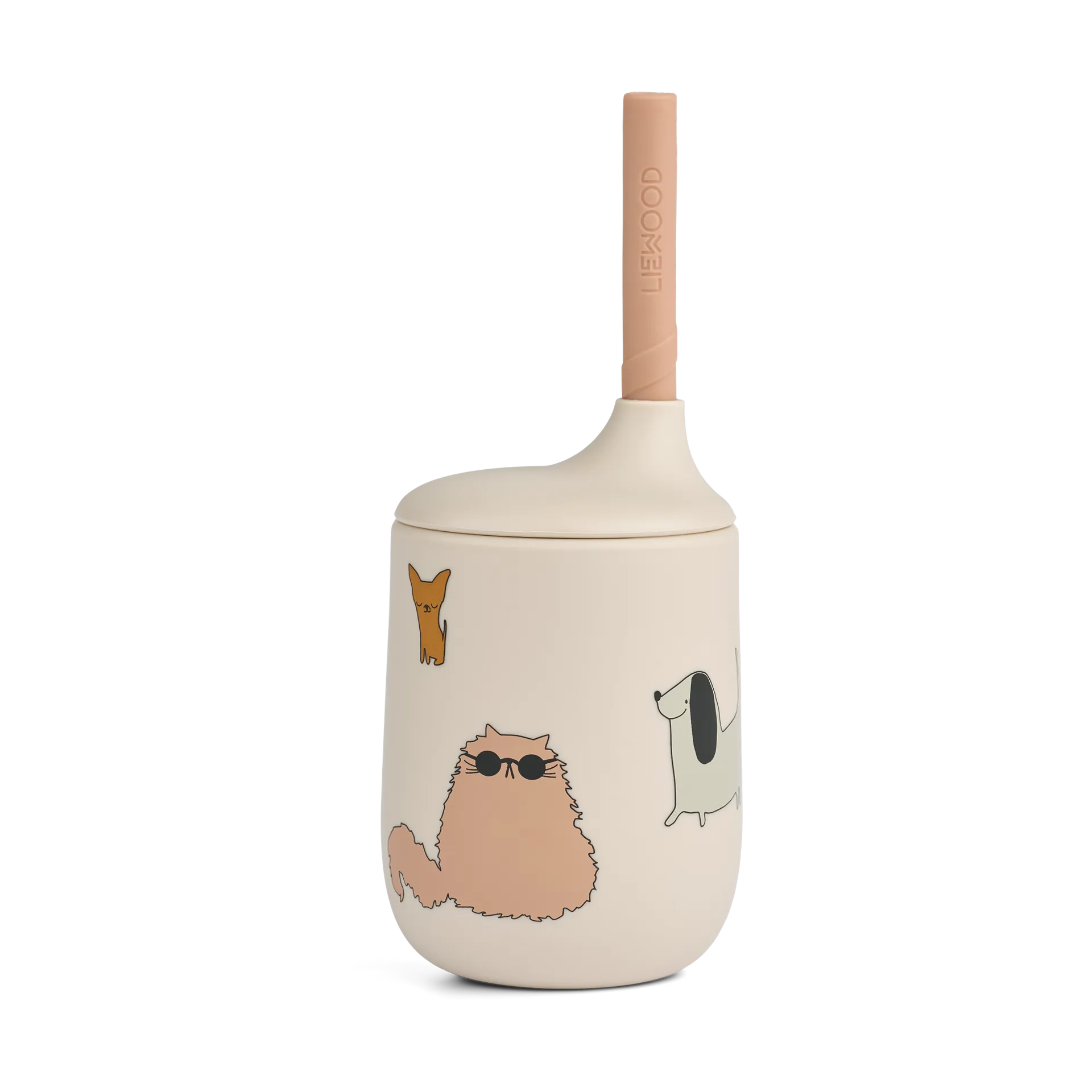 Ellis printed sippy cup pipmugg med sugrör 23 cl, Cats and Dogs-Sandy Liewood
