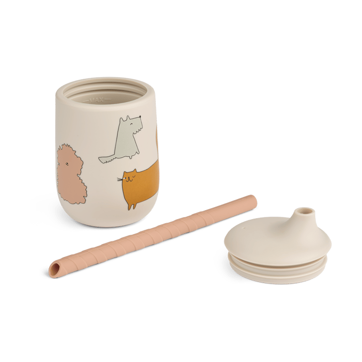 Ellis printed sippy cup pipmugg med sugrör 23 cl, Cats and Dogs-Sandy Liewood