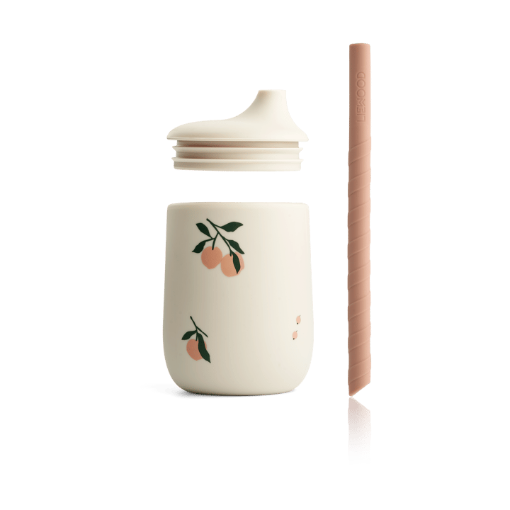 Ellis printed sippy cup pipmugg med sugrör 23 cl, Peach-Sea shell mix Liewood