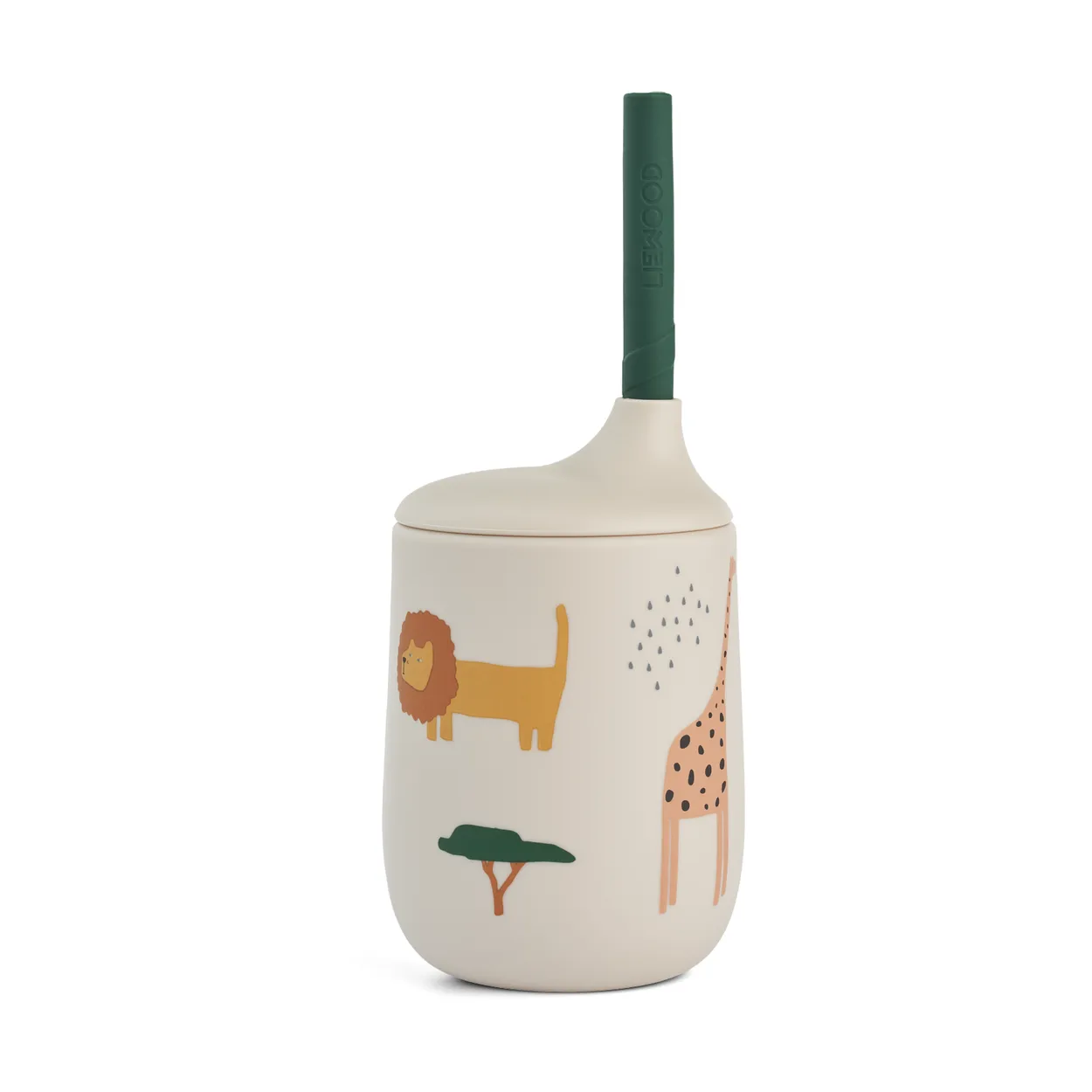 Liewood Ellis printed sippy cup pipmugg med sugrör 23 cl Safari sandy mix