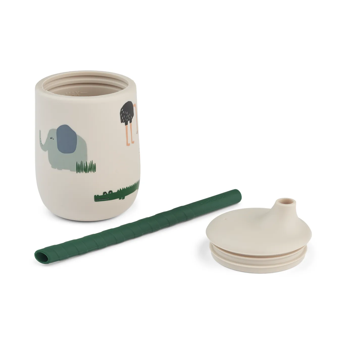 Ellis printed sippy cup pipmugg med sugrör 23 cl, Safari sandy mix Liewood