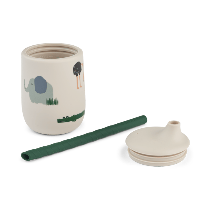 Ellis printed sippy cup pipmugg med sugrör 23 cl, Safari sandy mix Liewood