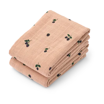 Lewis muslin filt 2-pack 65x65 cm - Mini Berry-Pale tuscany - Liewood