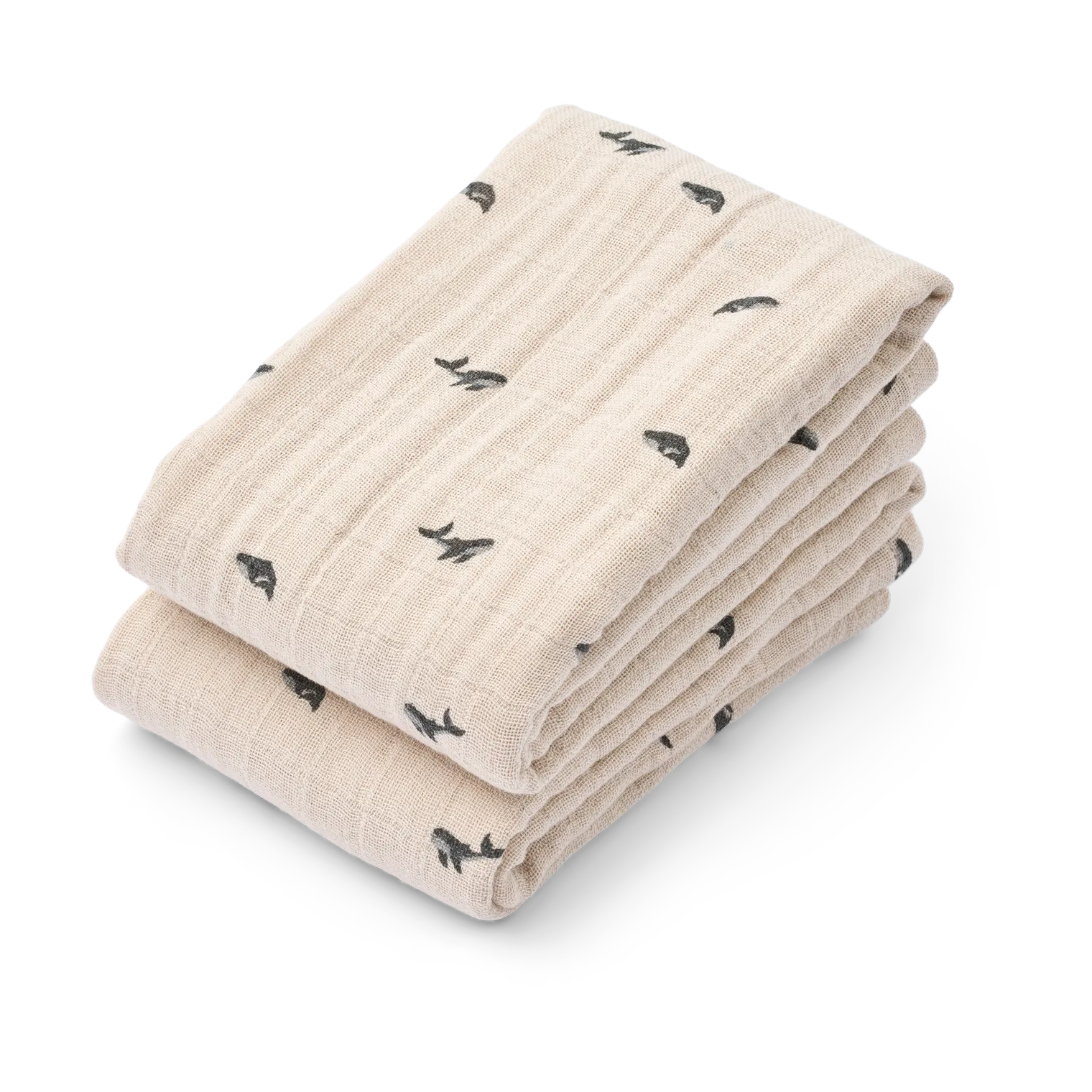 Lewis muslin filt 2-pack 65x65 cm, Mini whale-Sandy Liewood