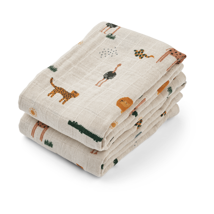 Lewis muslin filt 2-pack 65x65 cm - Safari sandy mix - Liewood