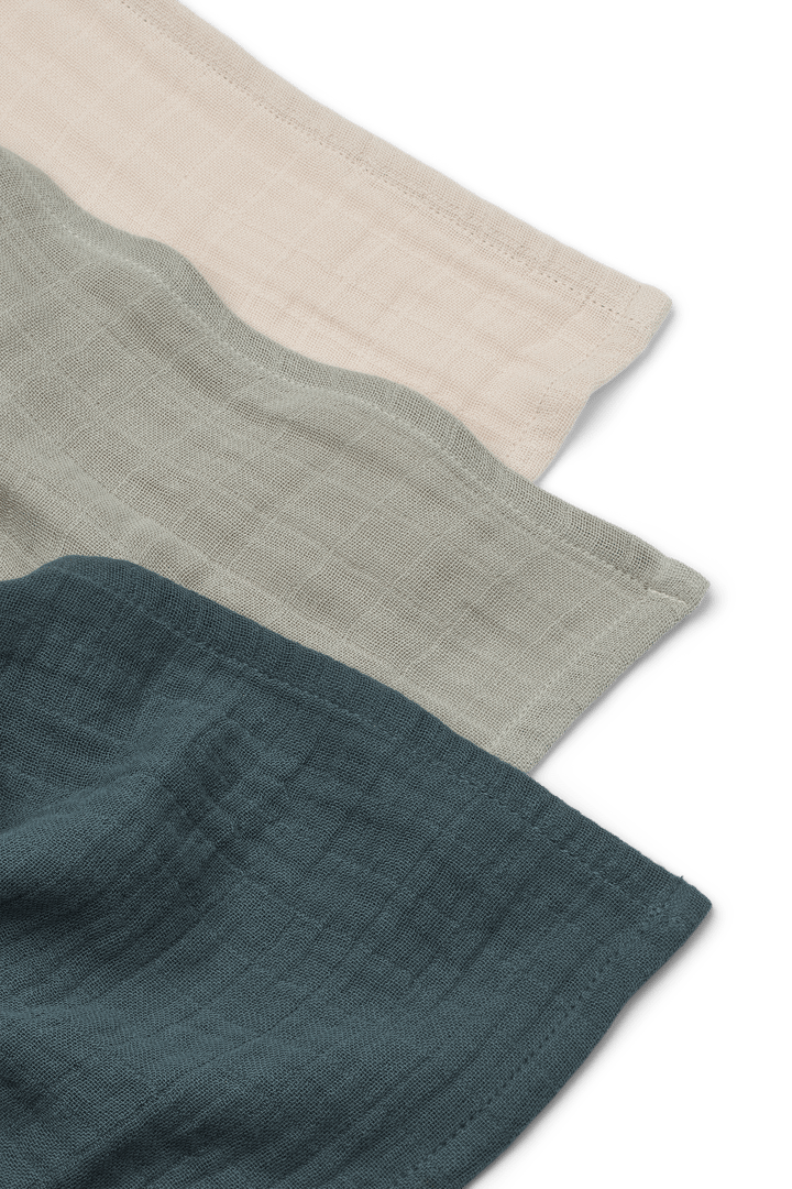 Lewis muslin filt 3 delar 65x65 cm, Dove blue mix Liewood