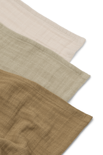 Lewis muslin filt 3 delar 65x65 cm - Sandy mix - Liewood