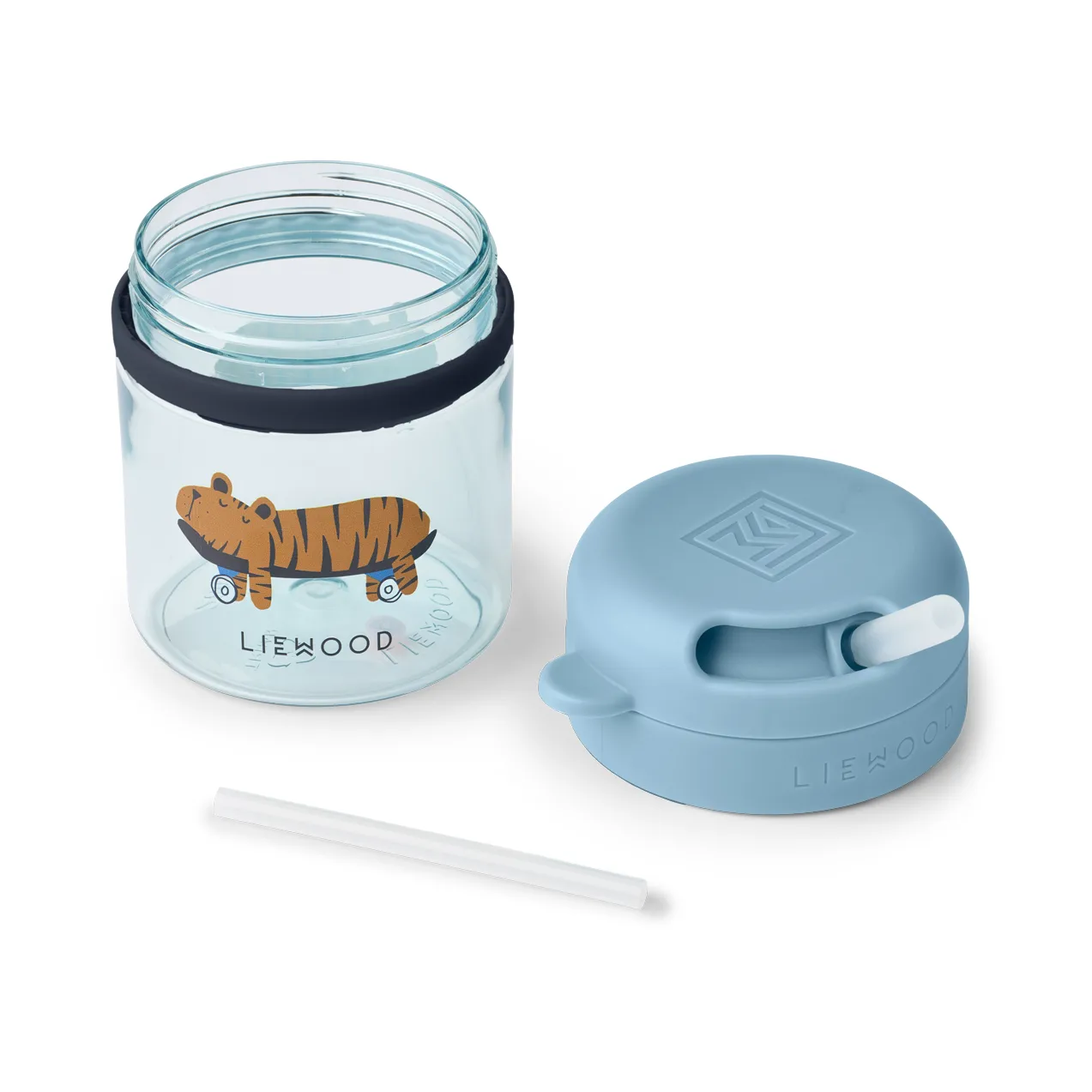 Pavia mugg med sugrör 28 cl, Fun-beach blue Liewood