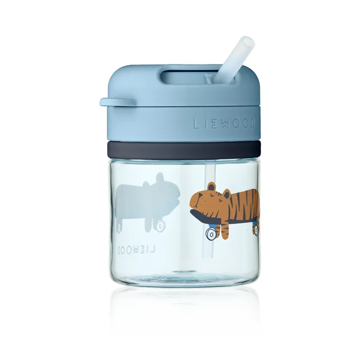 Pavia mugg med sugrör - Fun-beach blue, 28 cl - Liewood