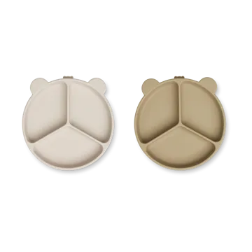 Stacy delad barntallrik 2-pack - Sandy-Oat - Liewood