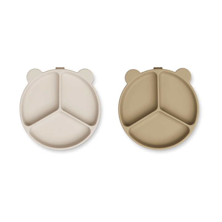 Stacy delad barntallrik 2-pack - Sandy-Oat - Liewood