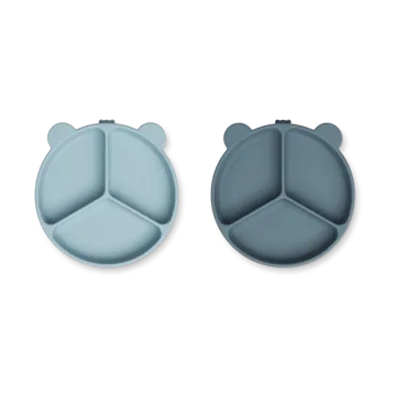 Stacy delad barntallrik 2-pack - Sea blue-Whale blue - Liewood