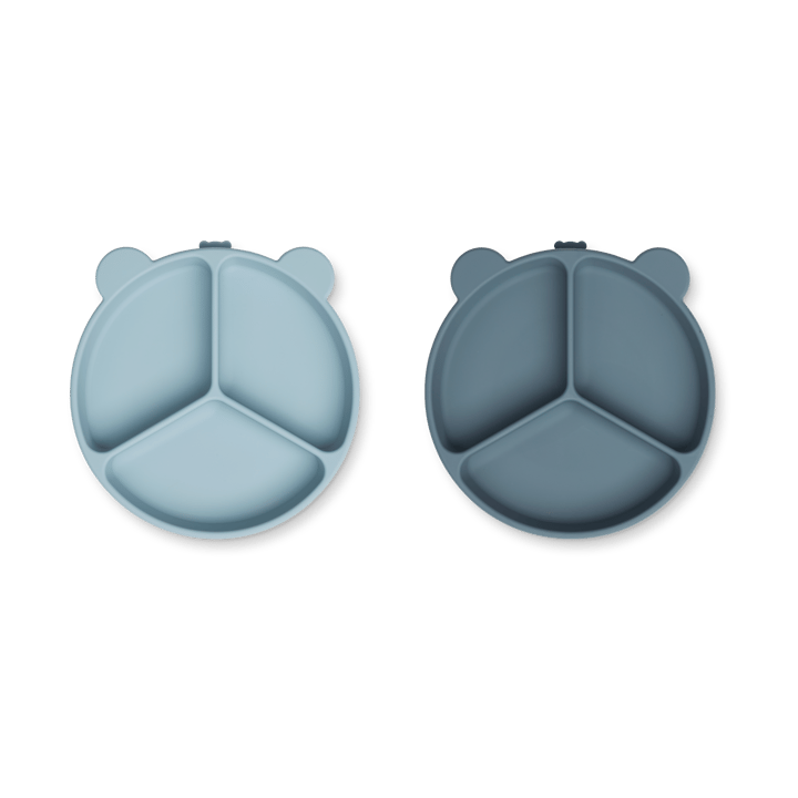 Stacy delad barntallrik 2-pack - Sea blue-Whale blue - Liewood