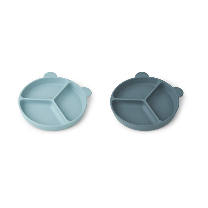 Stacy delad barntallrik 2-pack, Sea blue-Whale blue Liewood