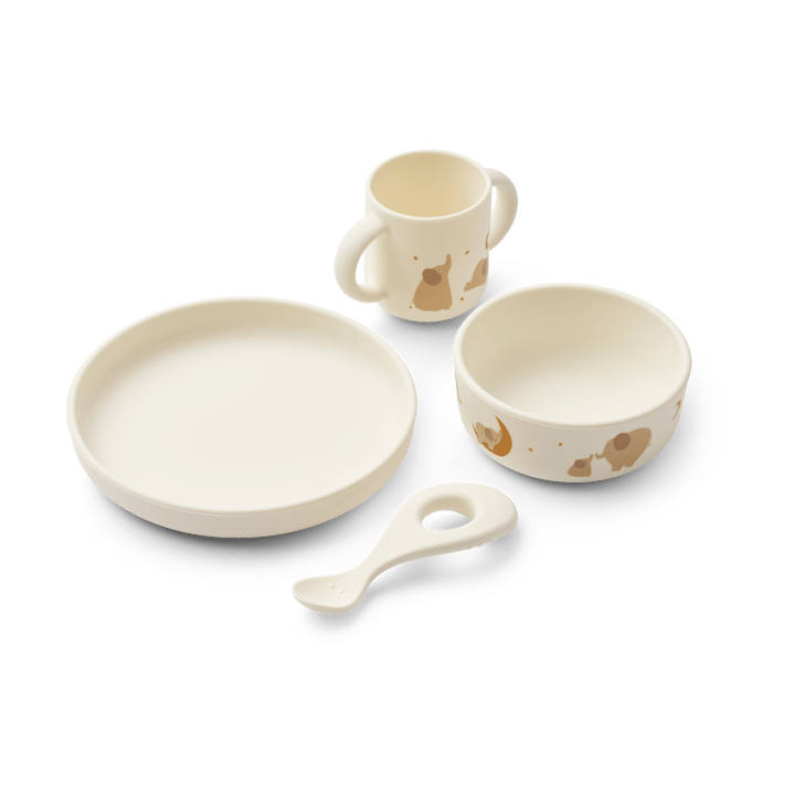 Vivi printed servisset 4 delar - Elephant-Creme de la creme - Liewood