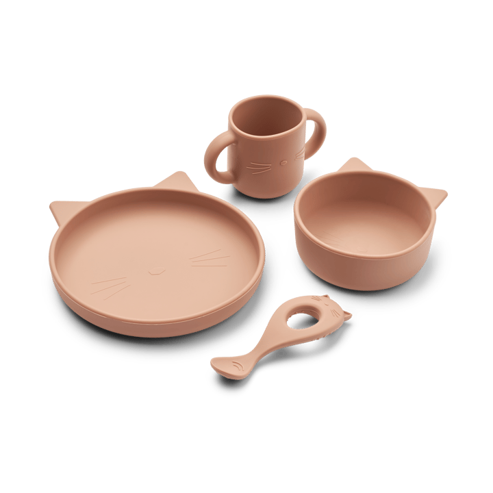 Vivi servisset silikon 4 delar - Cat dark rose - Liewood