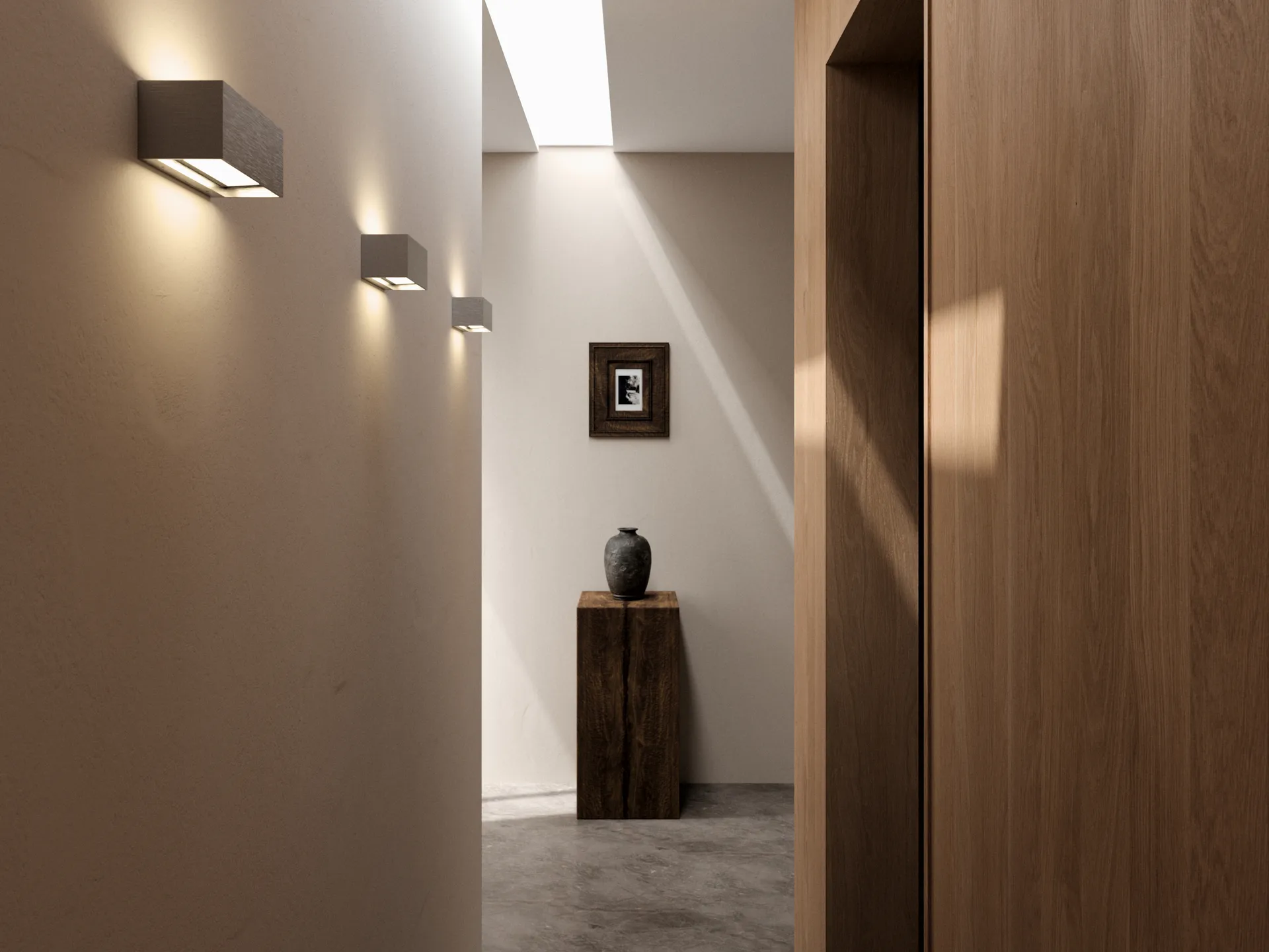 Linea W1 vägglampa switch tune, Titanium, 7x15 cm Light-Point