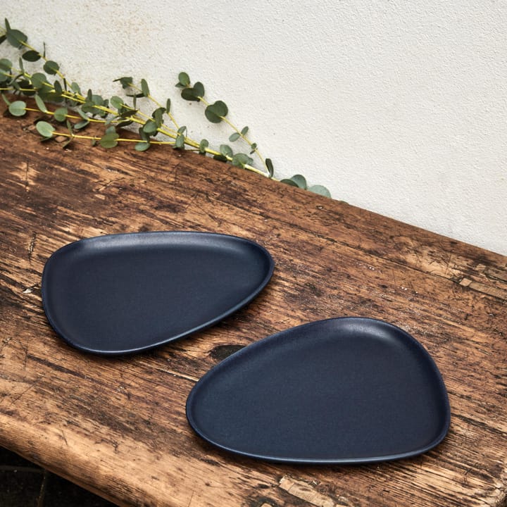 Curve Stoneware lunchtallrik 2-pack, Marinblå LIND DNA