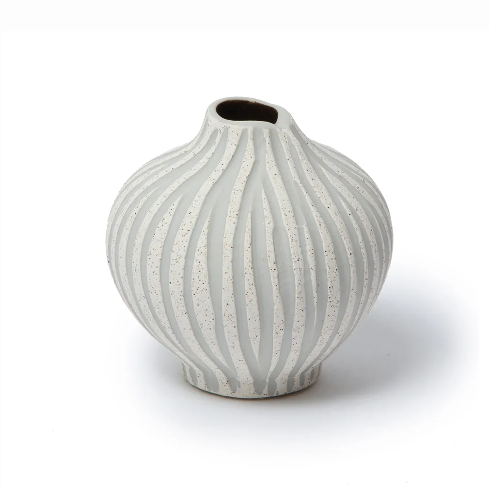 Lindform Line vas Sand white stone stripe, small