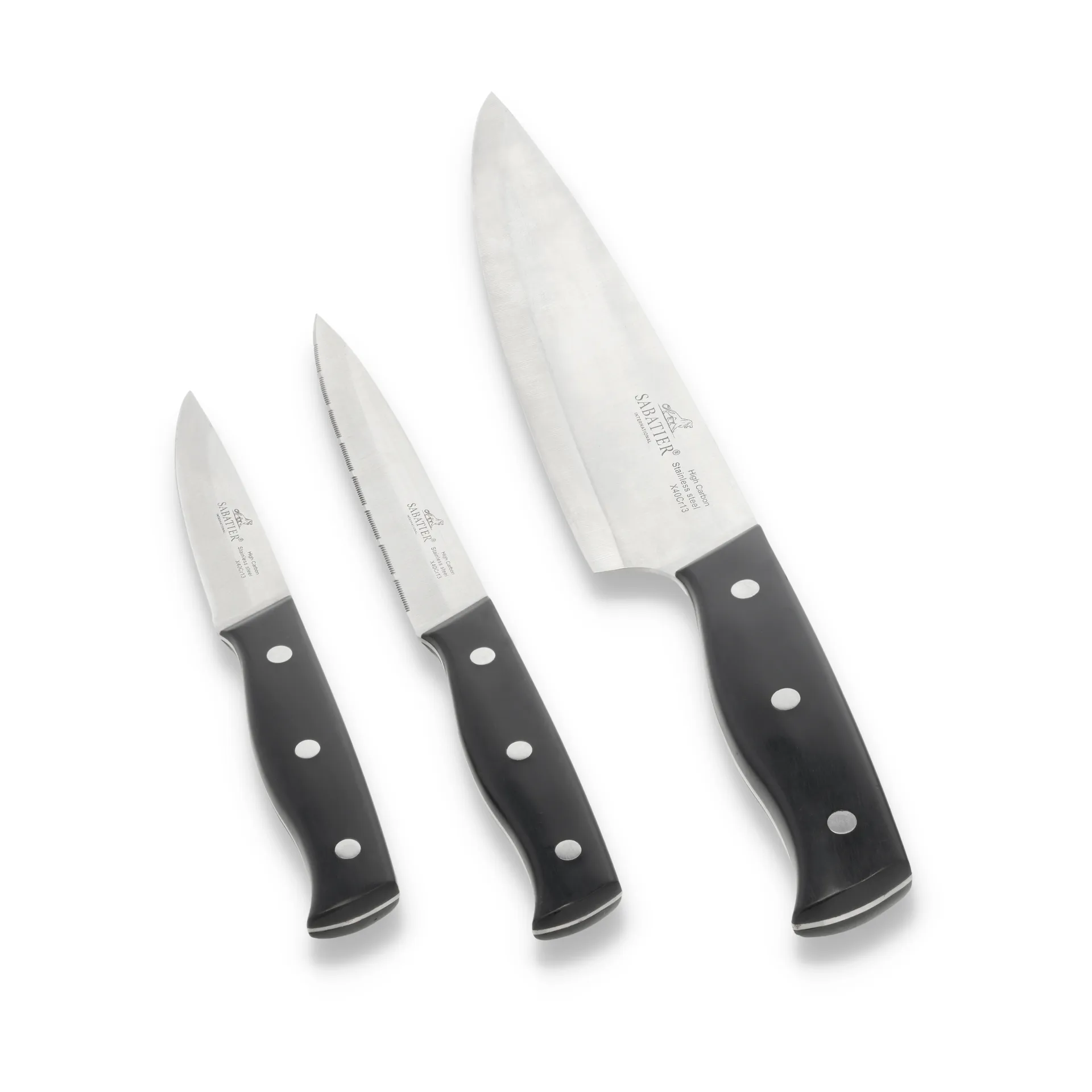 Lion Sabatier Austral knivset 3 delar, Stål-svart Lion Sabatier