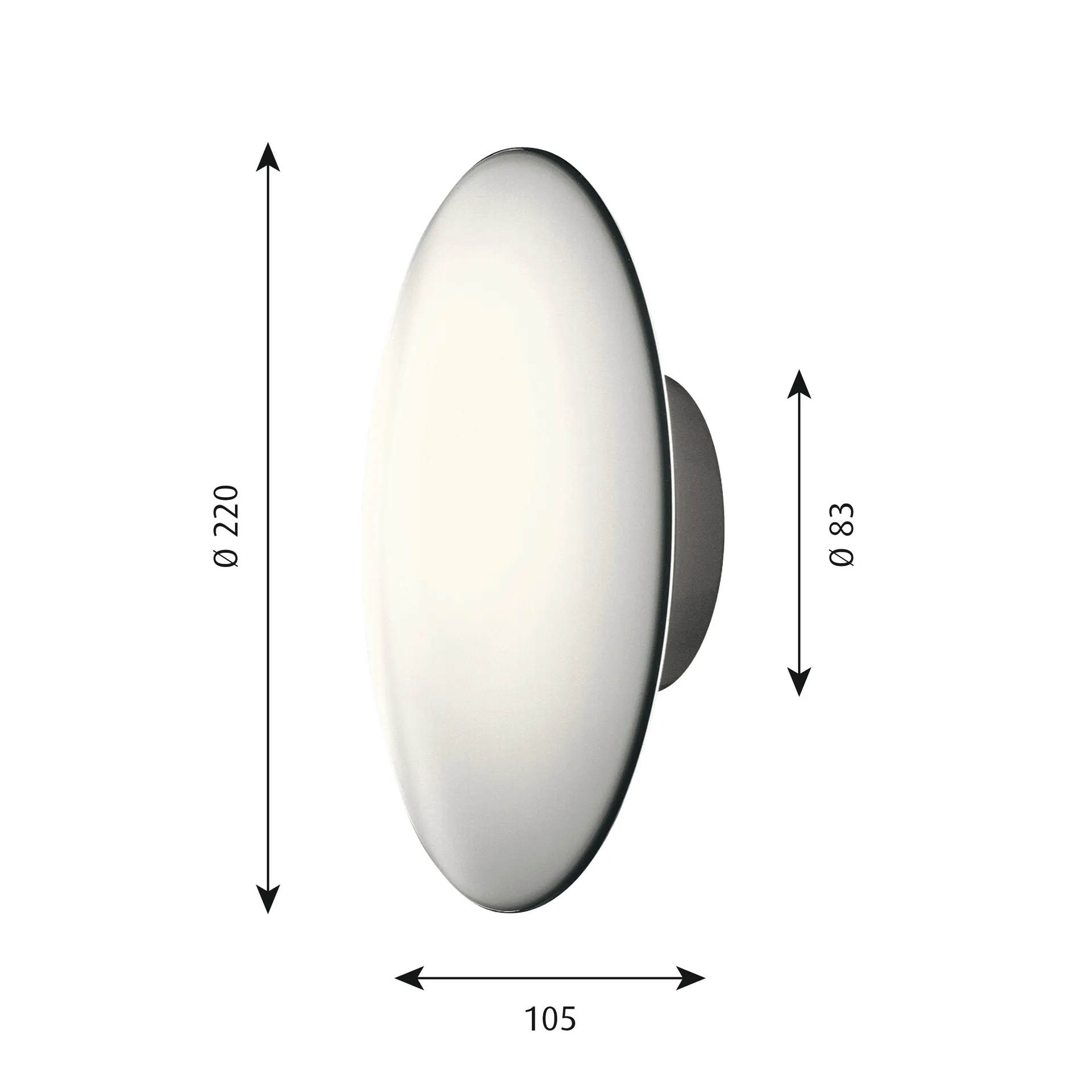 AJ Eklipta taklampa-vägglampa Ø22 cm, Vit opal Louis Poulsen