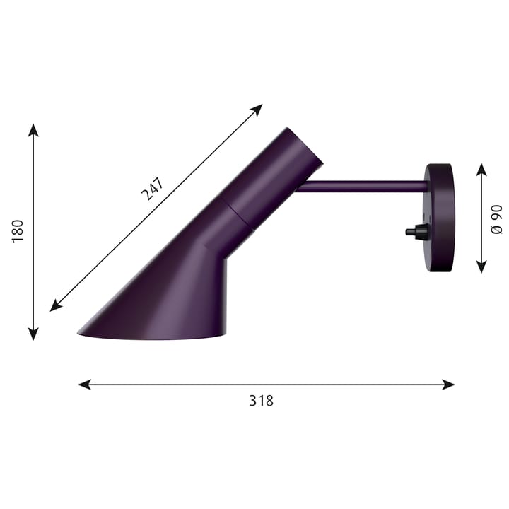 AJ vägglampa, Aubergine Louis Poulsen