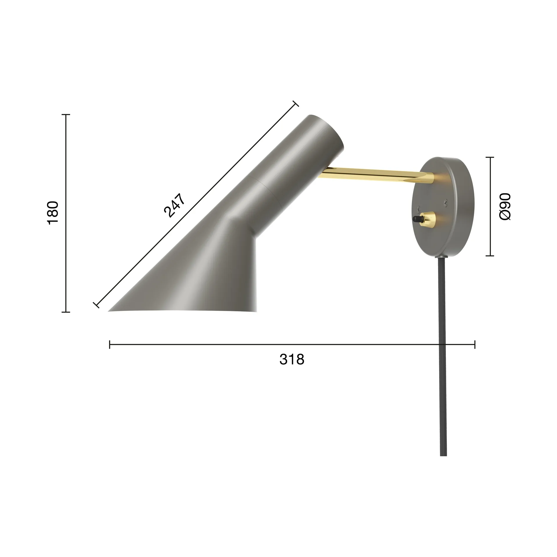 AJ vägglampa, Brass-warm grey Louis Poulsen