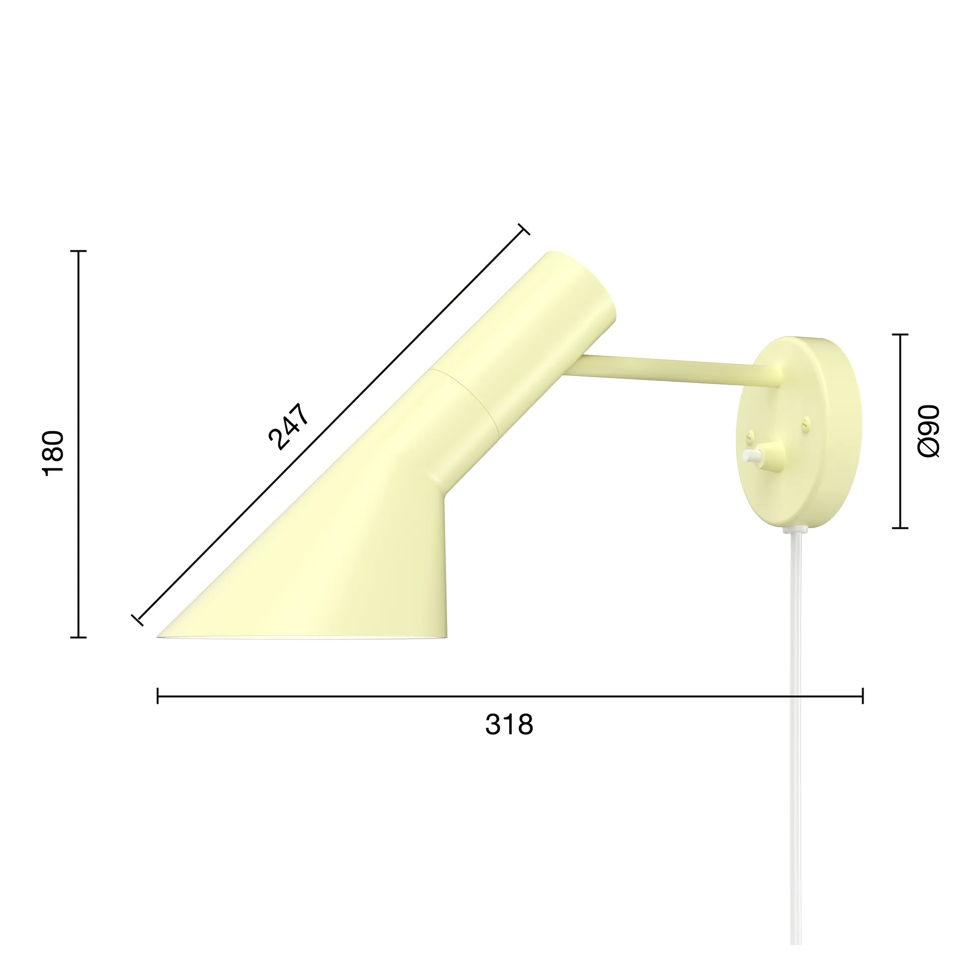 AJ vägglampa, Soft lemon Louis Poulsen