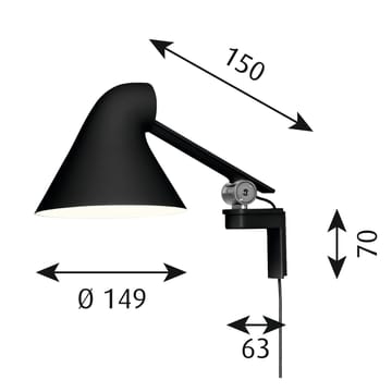 NJP vägglampa kort arm - Svart - Louis Poulsen