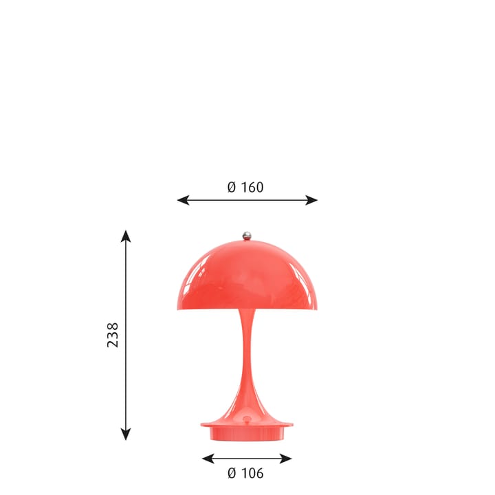 Panthella 160 portable bordslampa - Korall - Louis Poulsen