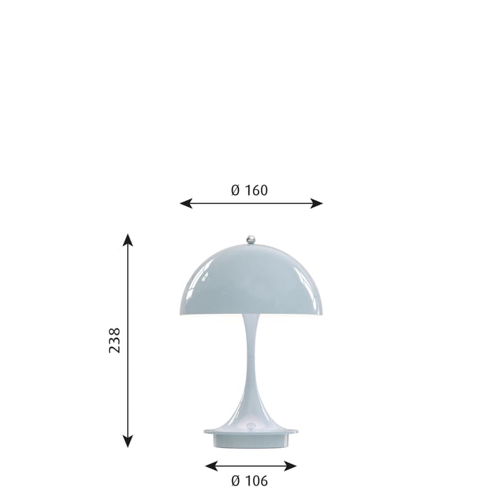 Panthella 160 portable bordslampa, Ljusblå Louis Poulsen