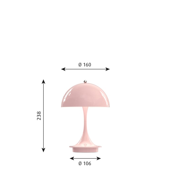 Panthella 160 portable bordslampa - Ljusrosa - Louis Poulsen