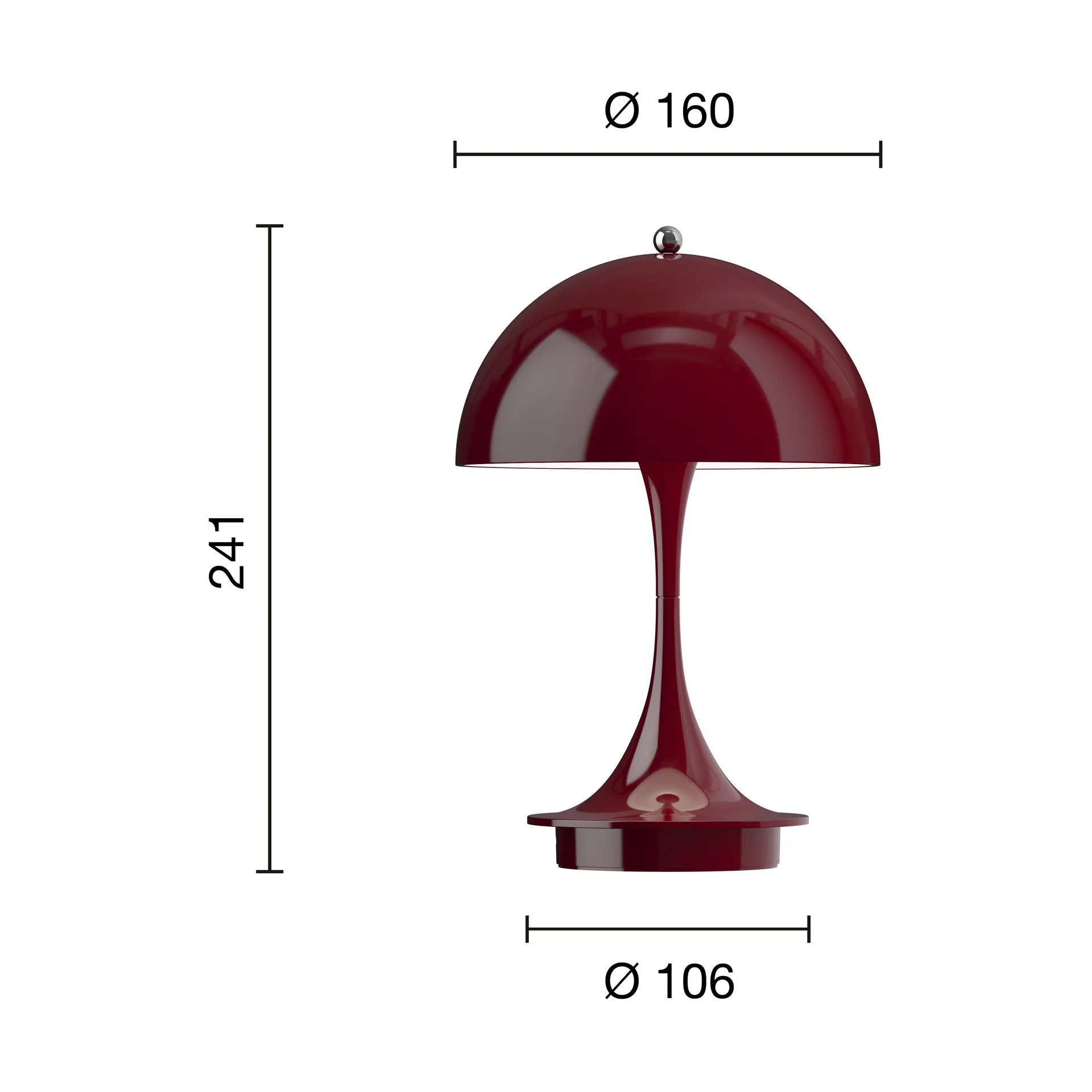 Panthella 160 portable bordslampa, Opaque burgundy Louis Poulsen