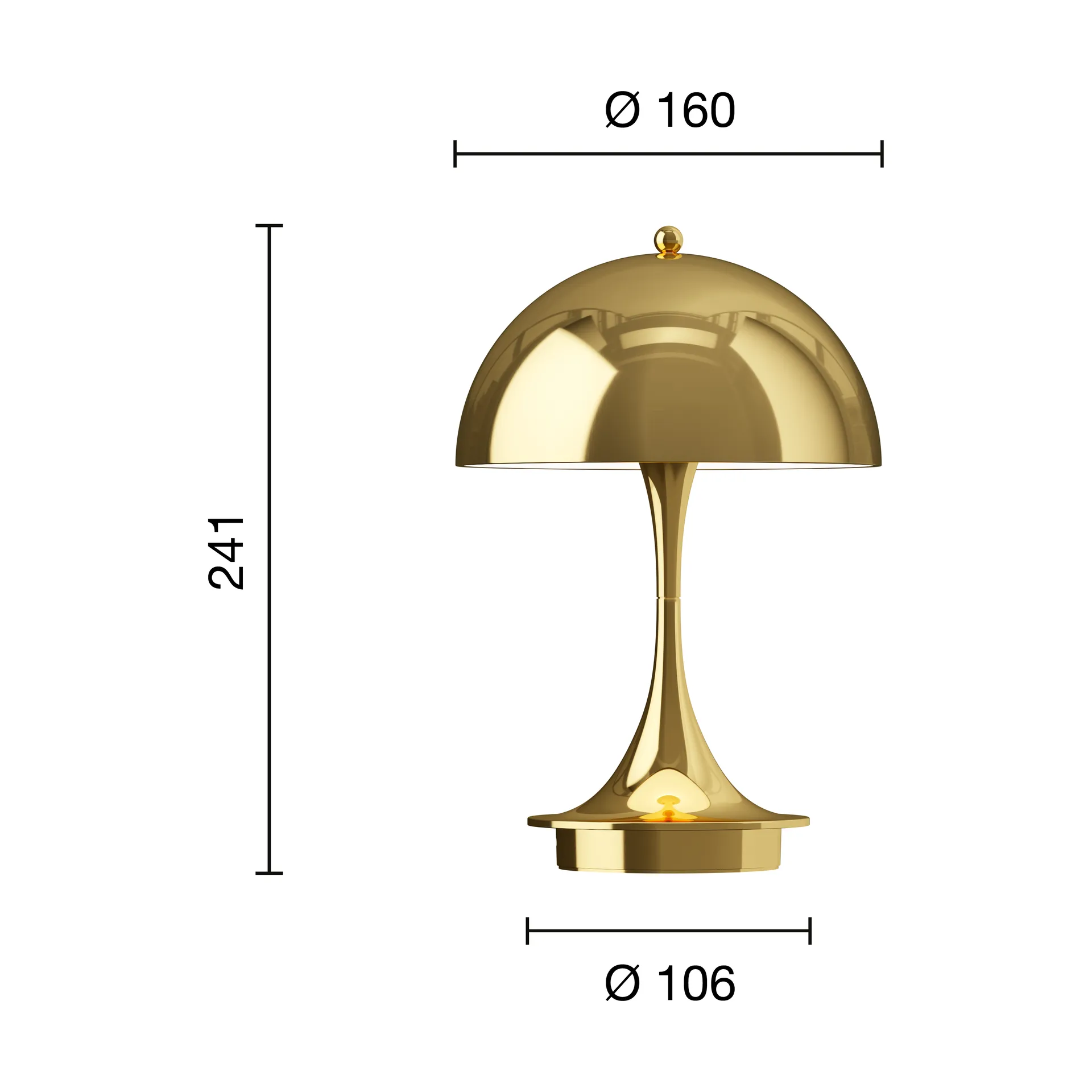 Panthella 160 Portable v3 bordslampa, Brass metallised Louis Poulsen