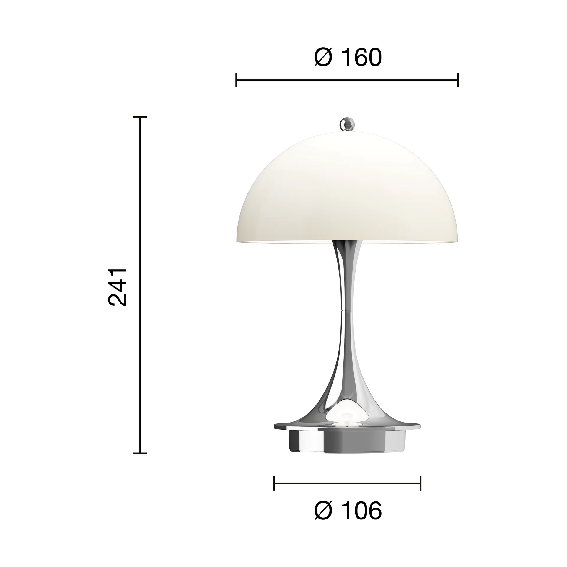Panthella 160 Portable v3 bordslampa, Chrome opal beige Louis Poulsen