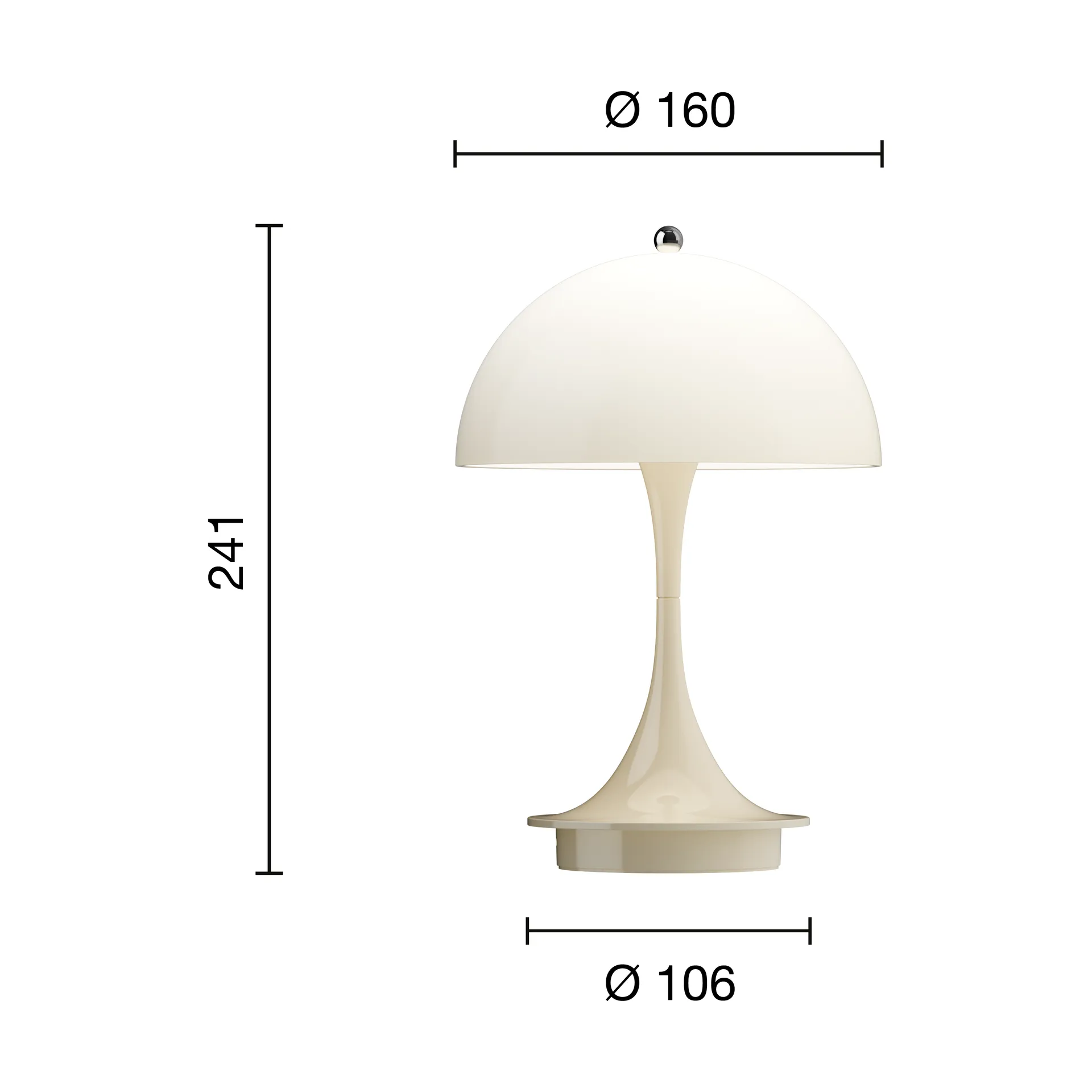 Panthella 160 Portable v3 bordslampa, Opal beige Louis Poulsen
