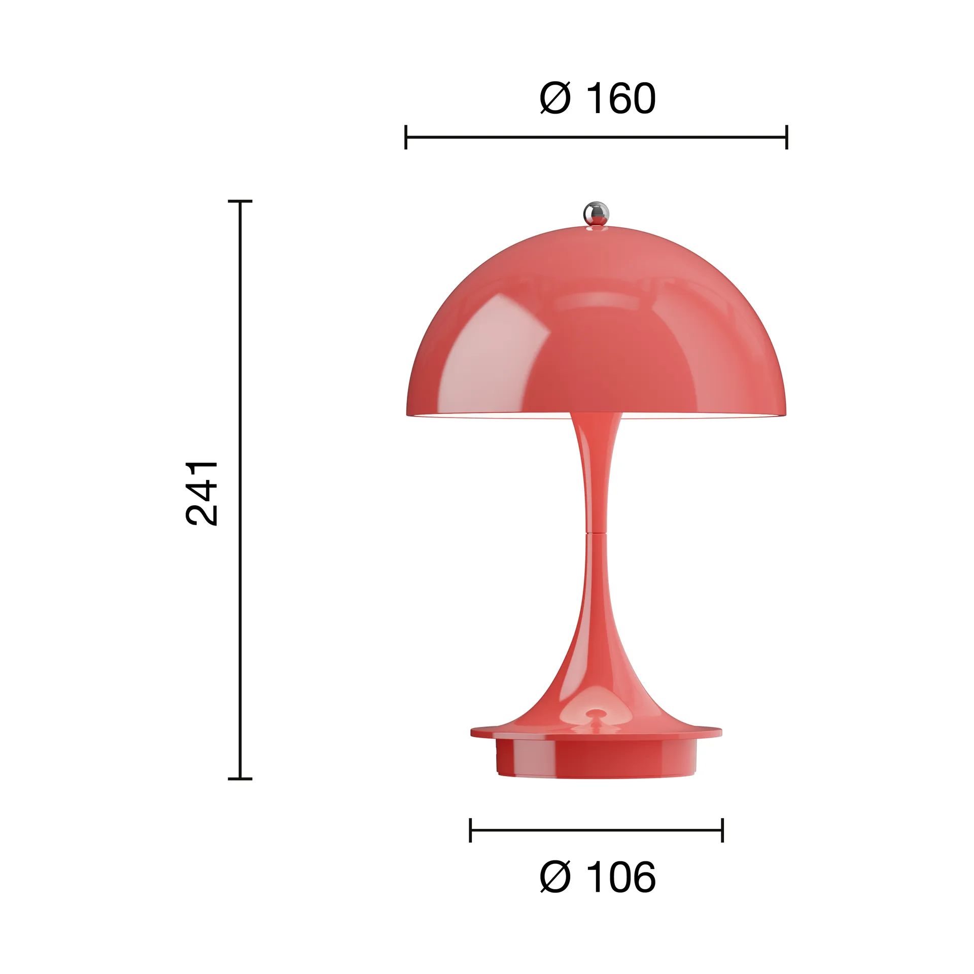 Panthella 160 Portable v3 bordslampa, Opaque coral Louis Poulsen