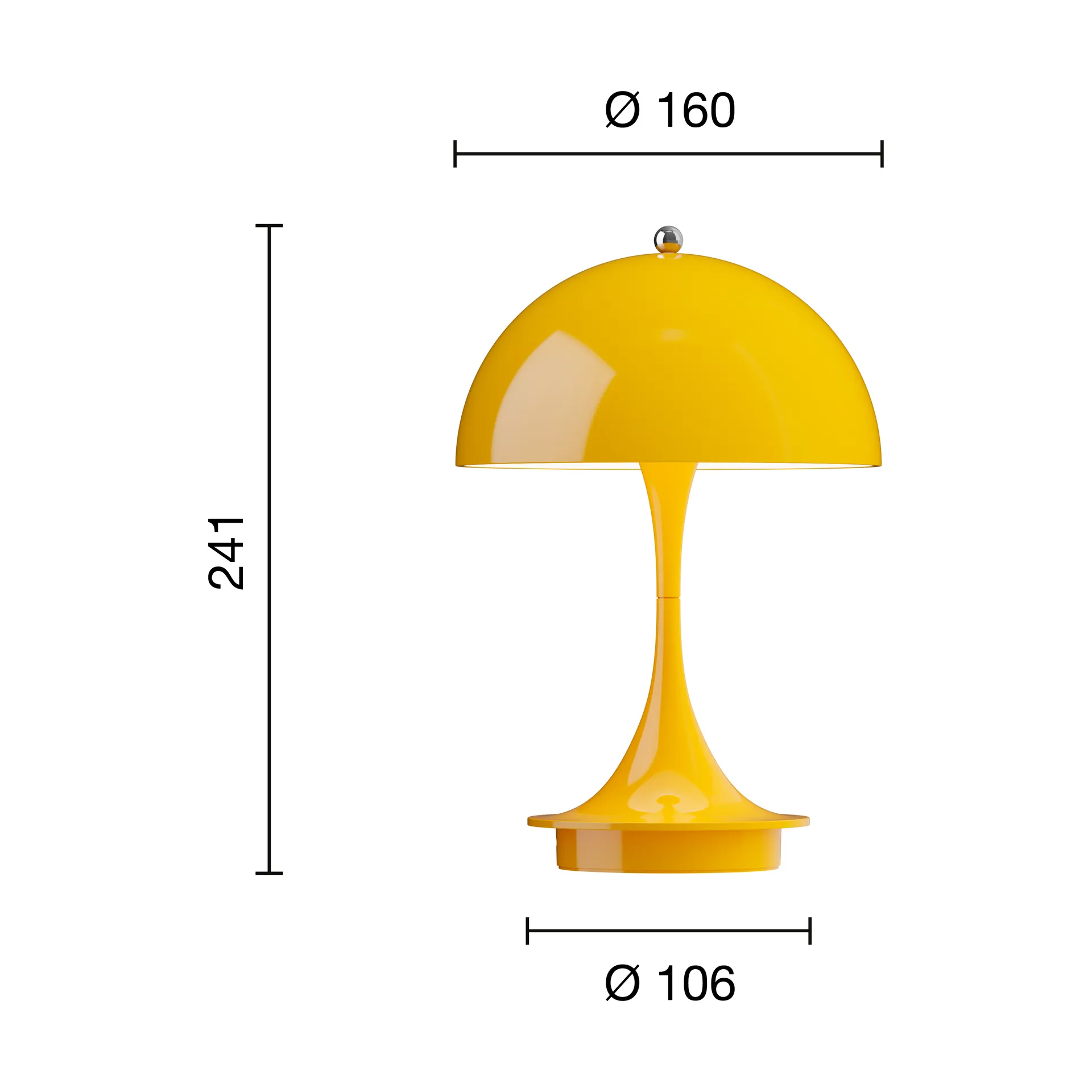 Panthella 160 Portable v3 bordslampa, Opaque yellow Louis Poulsen