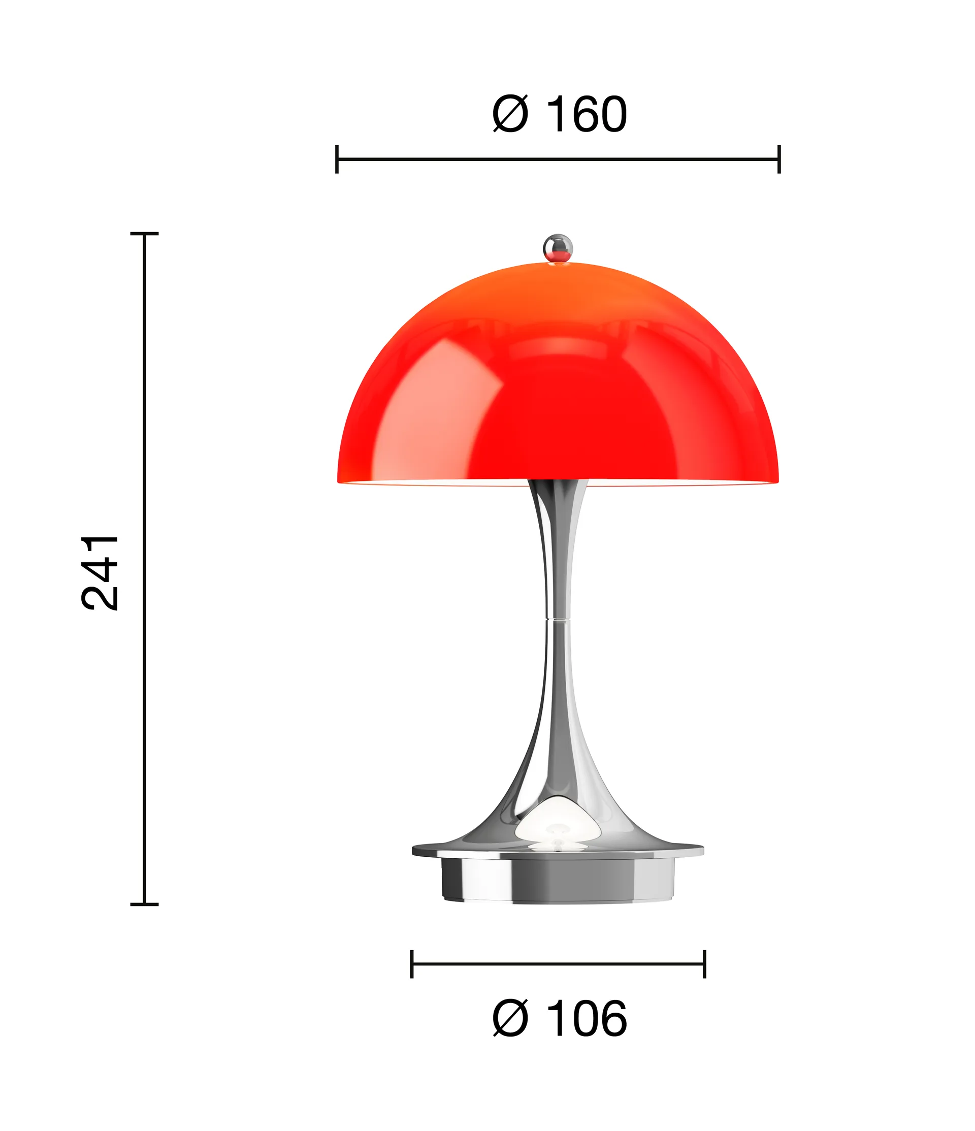 Panthella 160 Portable v3 bordslampa, Original Opal Red Louis Poulsen