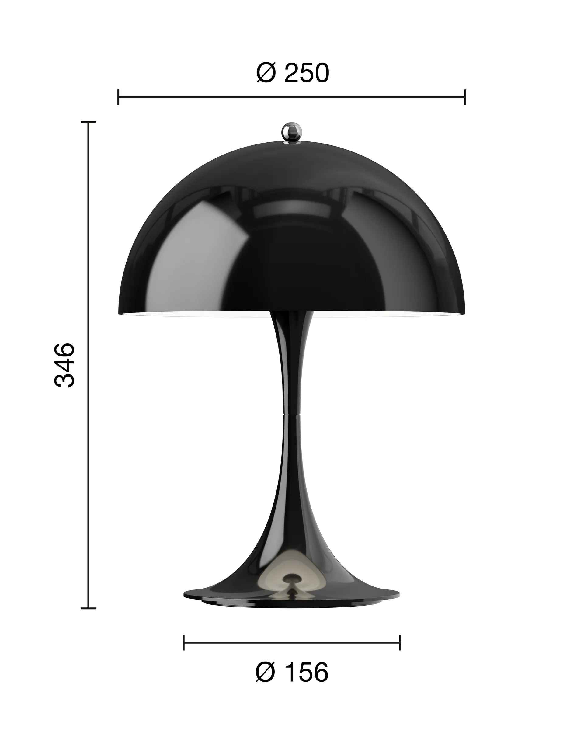 Panthella 250 portabel bordslampa, Opaque black Louis Poulsen