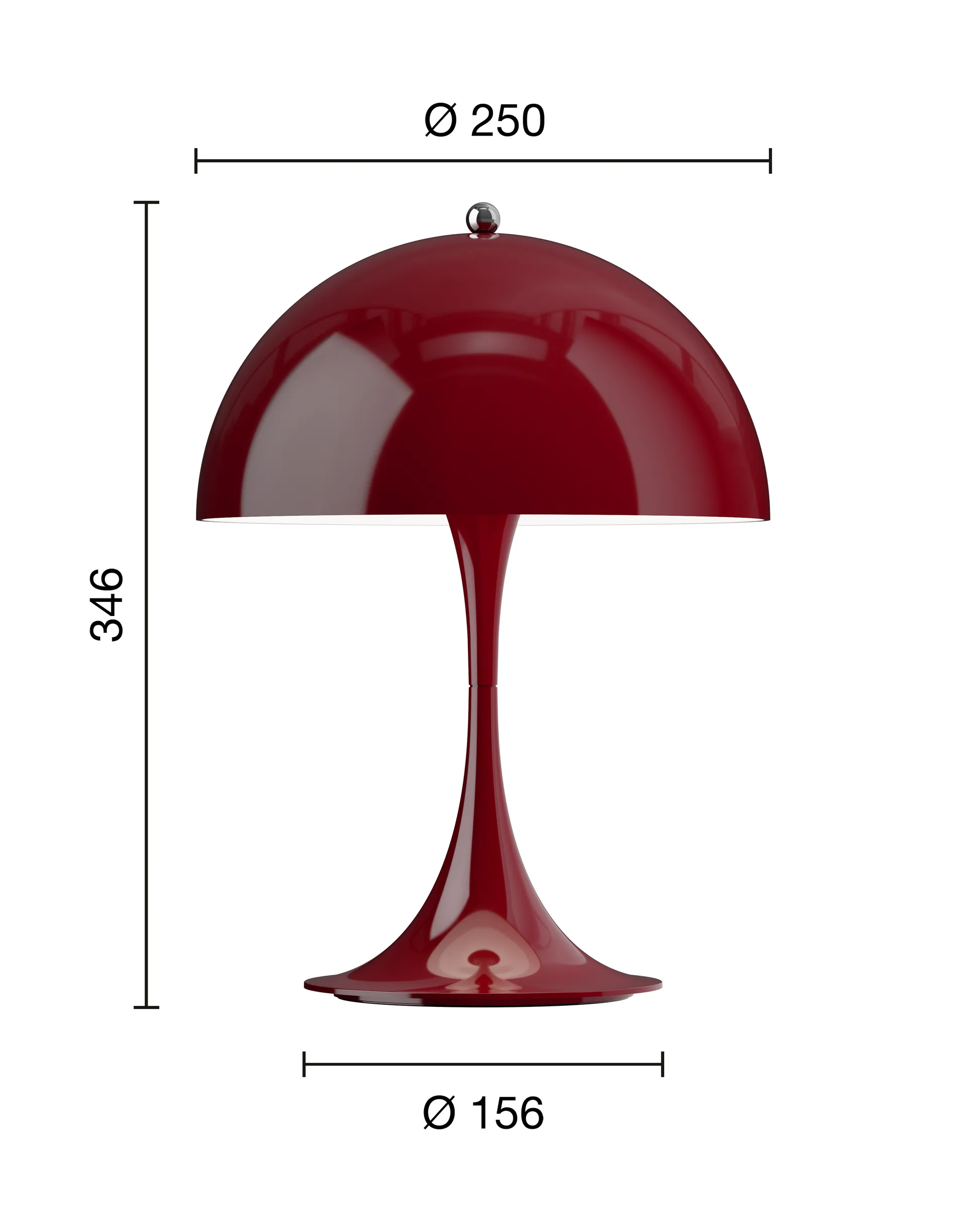 Panthella 250 portabel bordslampa, Opaque burgundy Louis Poulsen