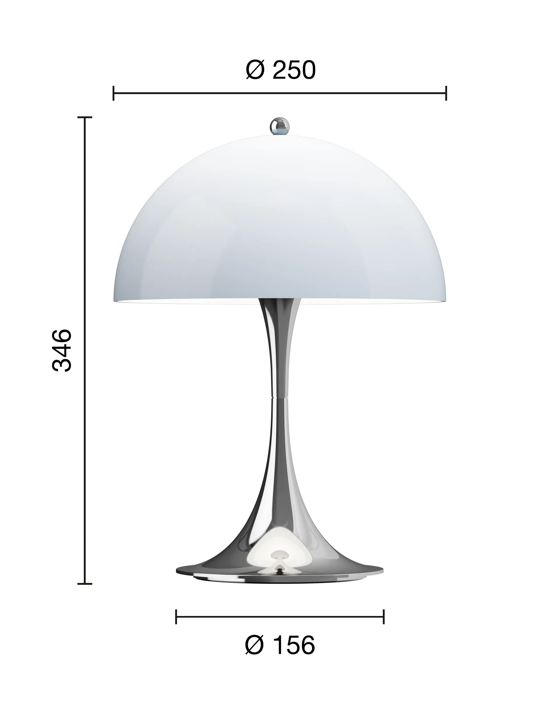 Panthella 250 portabel bordslampa V3, Chrome opal blue grey Louis Poulsen