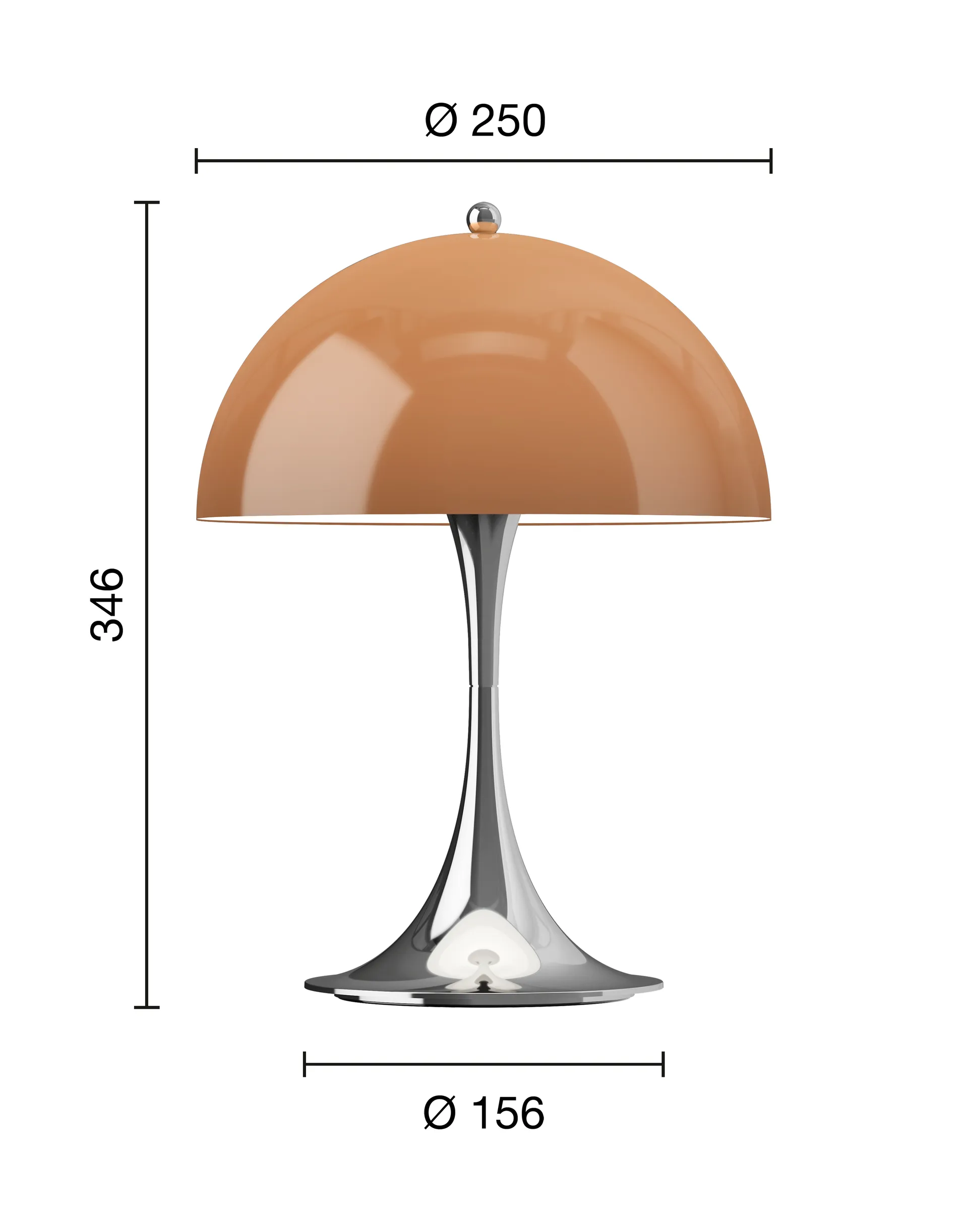 Panthella 250 portabel bordslampa V3, Original Opal Brown Louis Poulsen