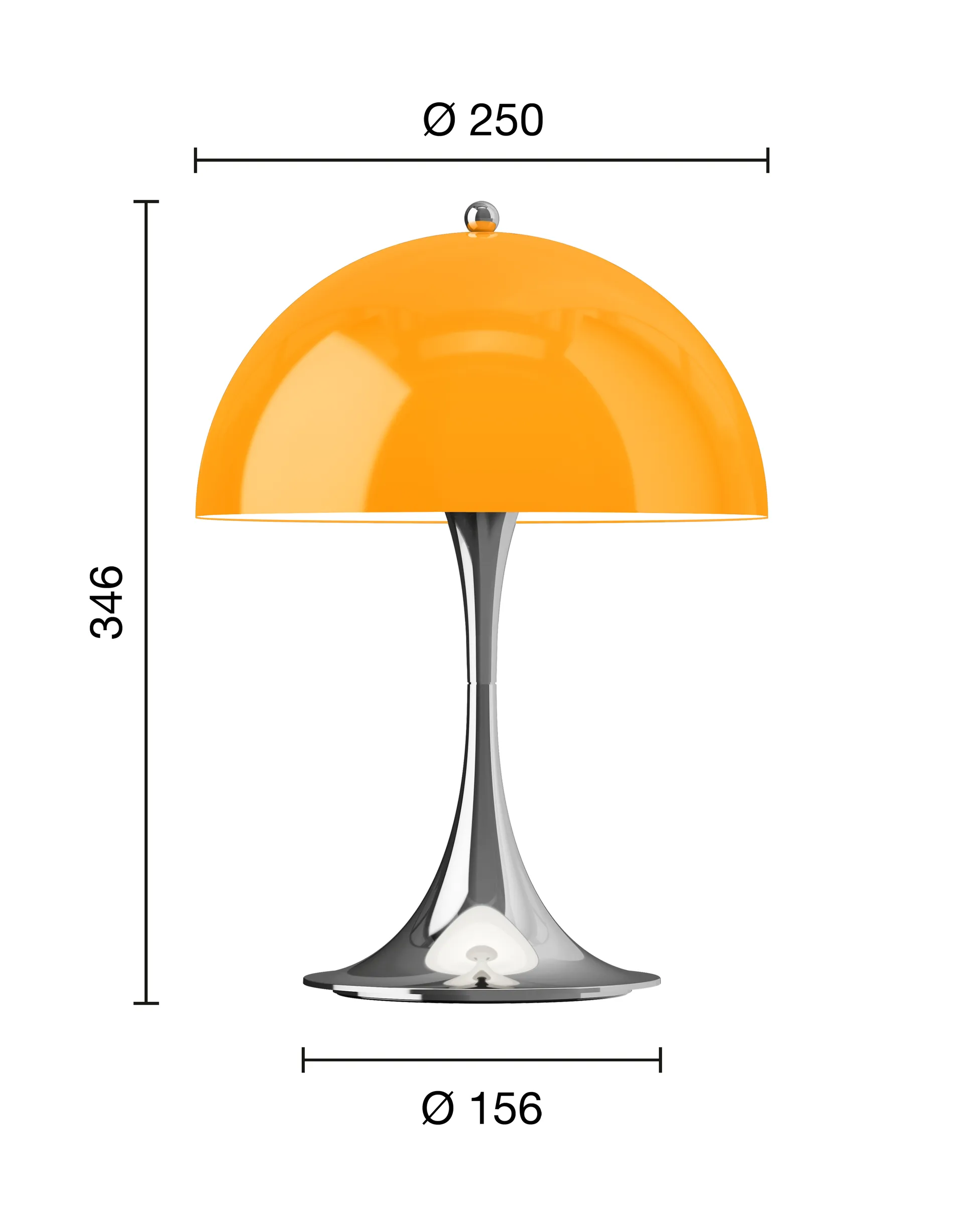 Panthella 250 portabel bordslampa V3, Original Opal Orange Louis Poulsen