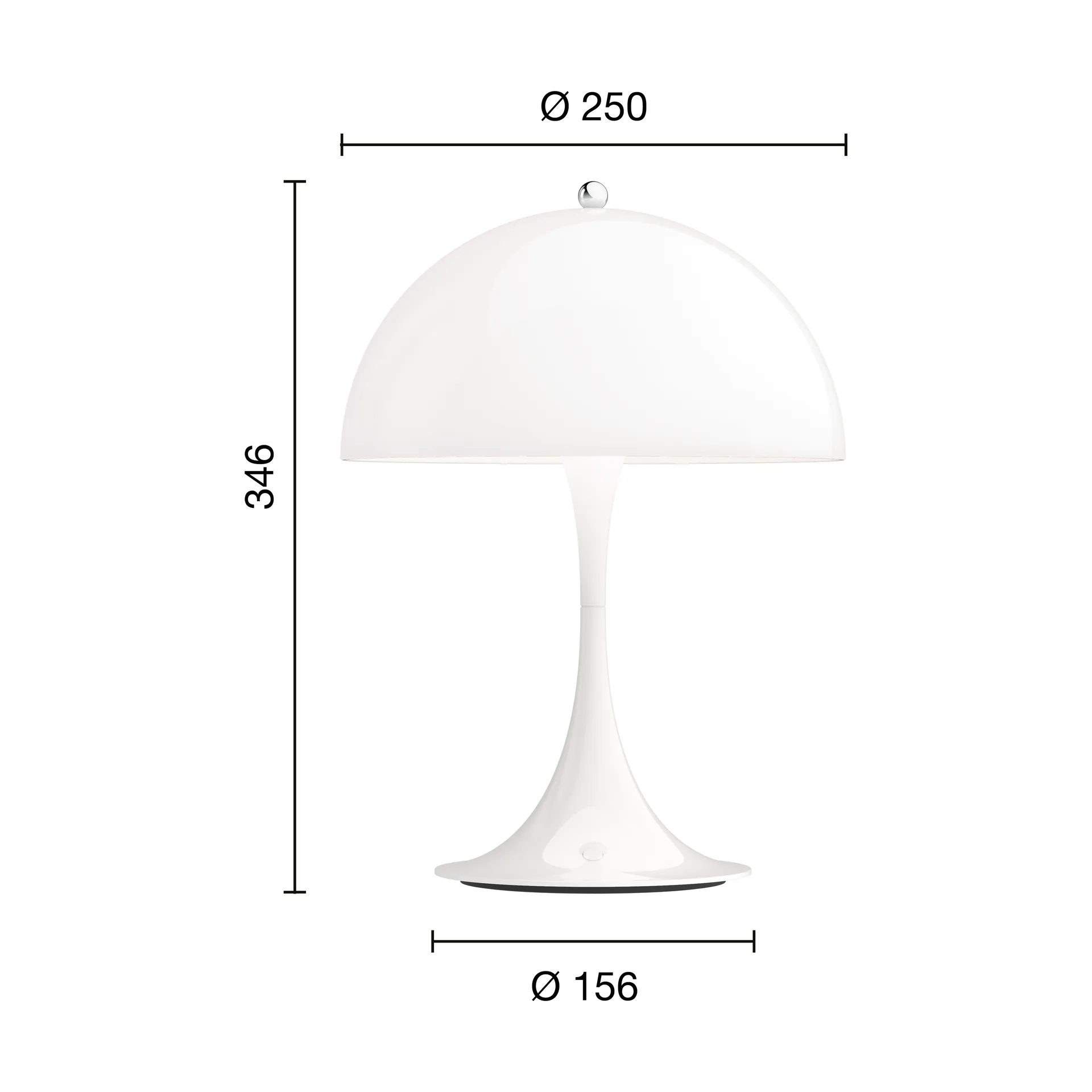 Panthella 250 portabel bordslampa, Vit opal akryl Louis Poulsen