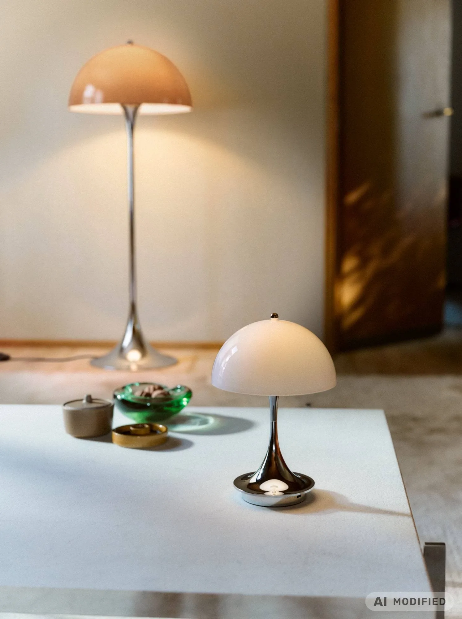 Panthella 500 golvlampa, Original opal brown Louis Poulsen