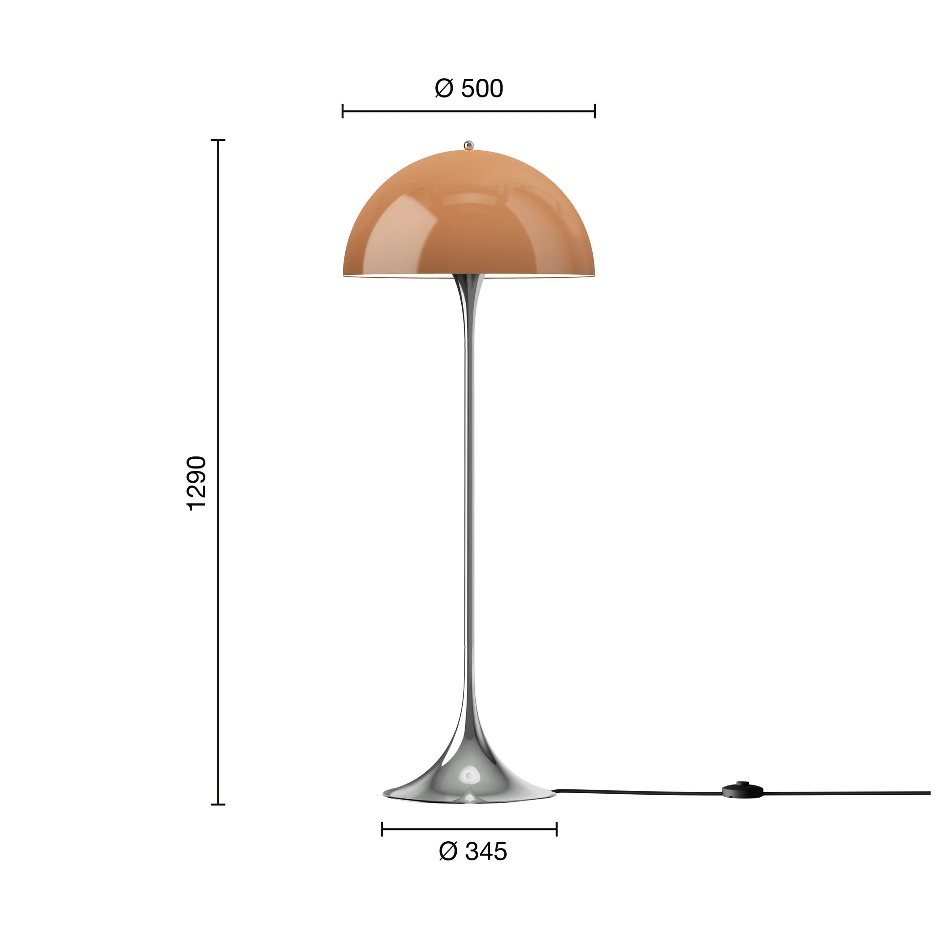 Panthella 500 golvlampa, Original opal brown Louis Poulsen