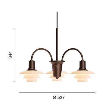 PH 1/1 Chandelier Centenary Edition ljuskrona - Brass-dusty terracotta, 3 armar - Louis Poulsen